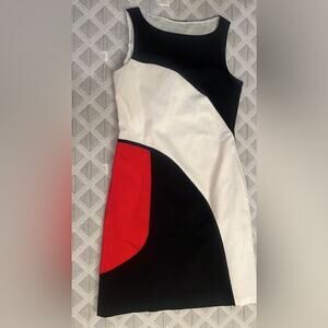 Citrine Women’s Tri-Color Pencil Dress Black White Red Size 6 Business Office